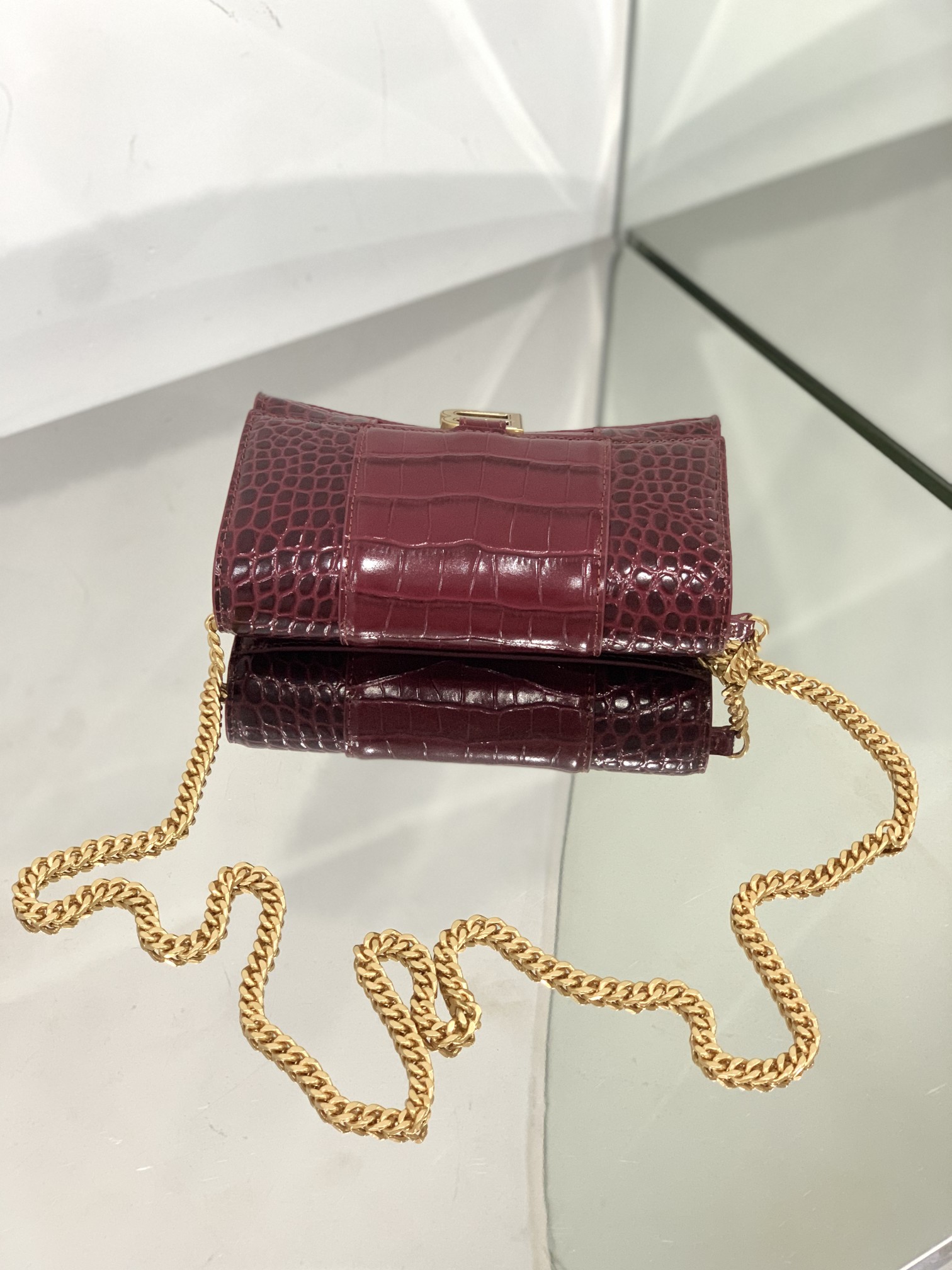 Ba1en*iaga Hourglass Wallet Pink/Burgundy/Dark Green/Black For Women 7.6in/19cm 6560501LRGM6310