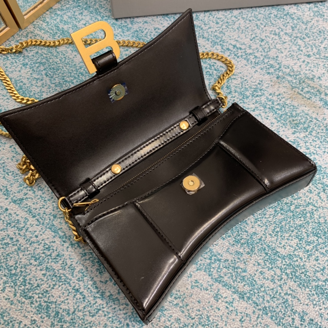 Ba1en*iaga Hourglass Wallet Black/Light Orange For Women 7.6in/19cm 6560501QJ4M1000