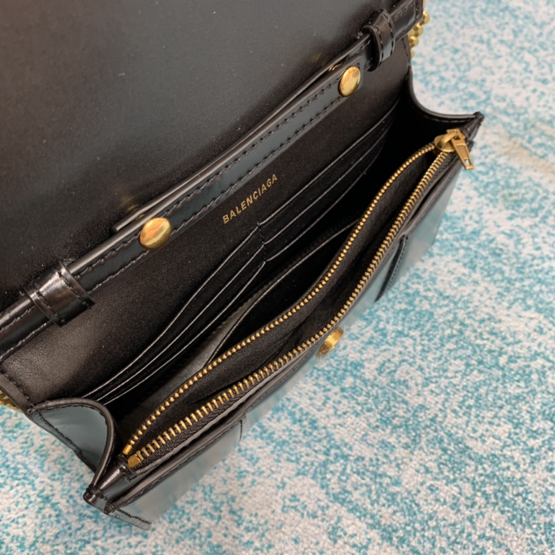 Ba1en*iaga Hourglass Wallet Black/Light Orange For Women 7.6in/19cm 6560501QJ4M1000