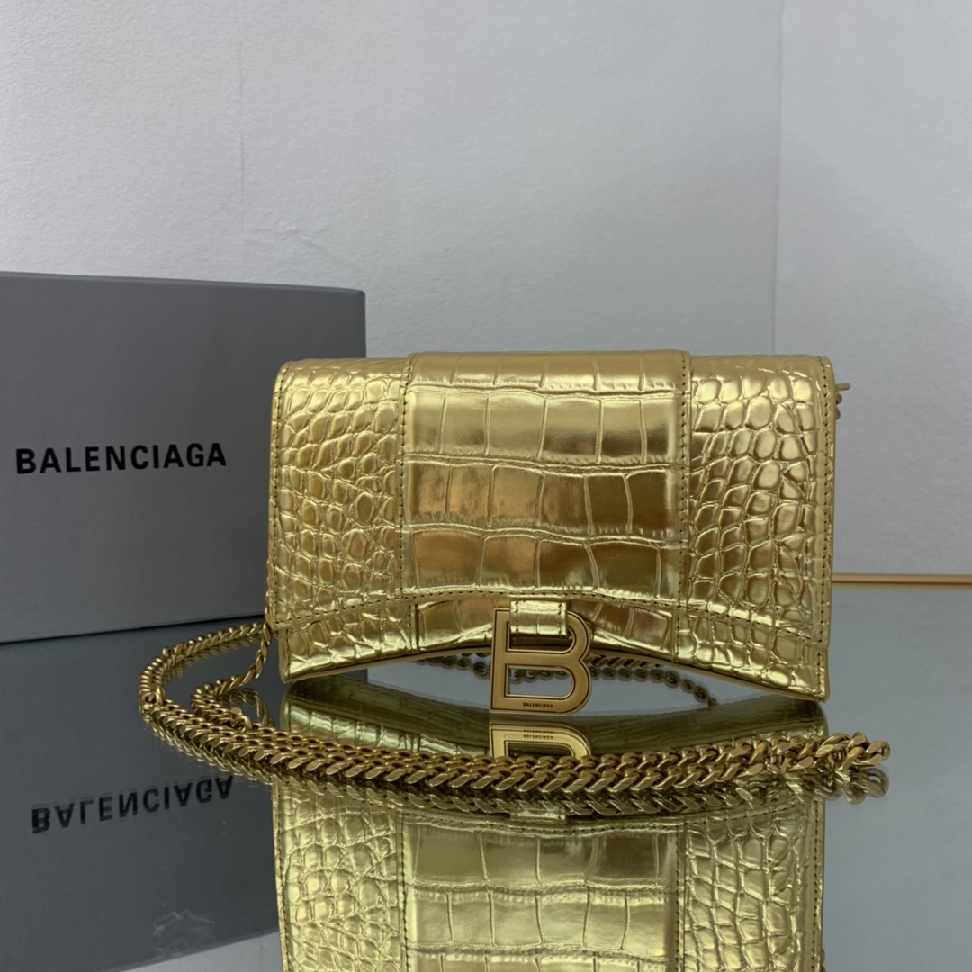 Ba1en*iaga Hourglass Wallet Silver/Grey/Gold/Green/Black For Women 7.6in/19cm 6560502UDF71000