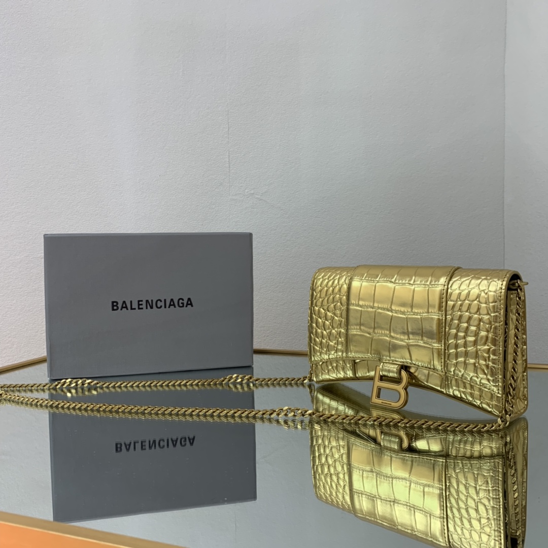 Ba1en*iaga Hourglass Wallet Silver/Grey/Gold/Green/Black For Women 7.6in/19cm 6560502UDF71000