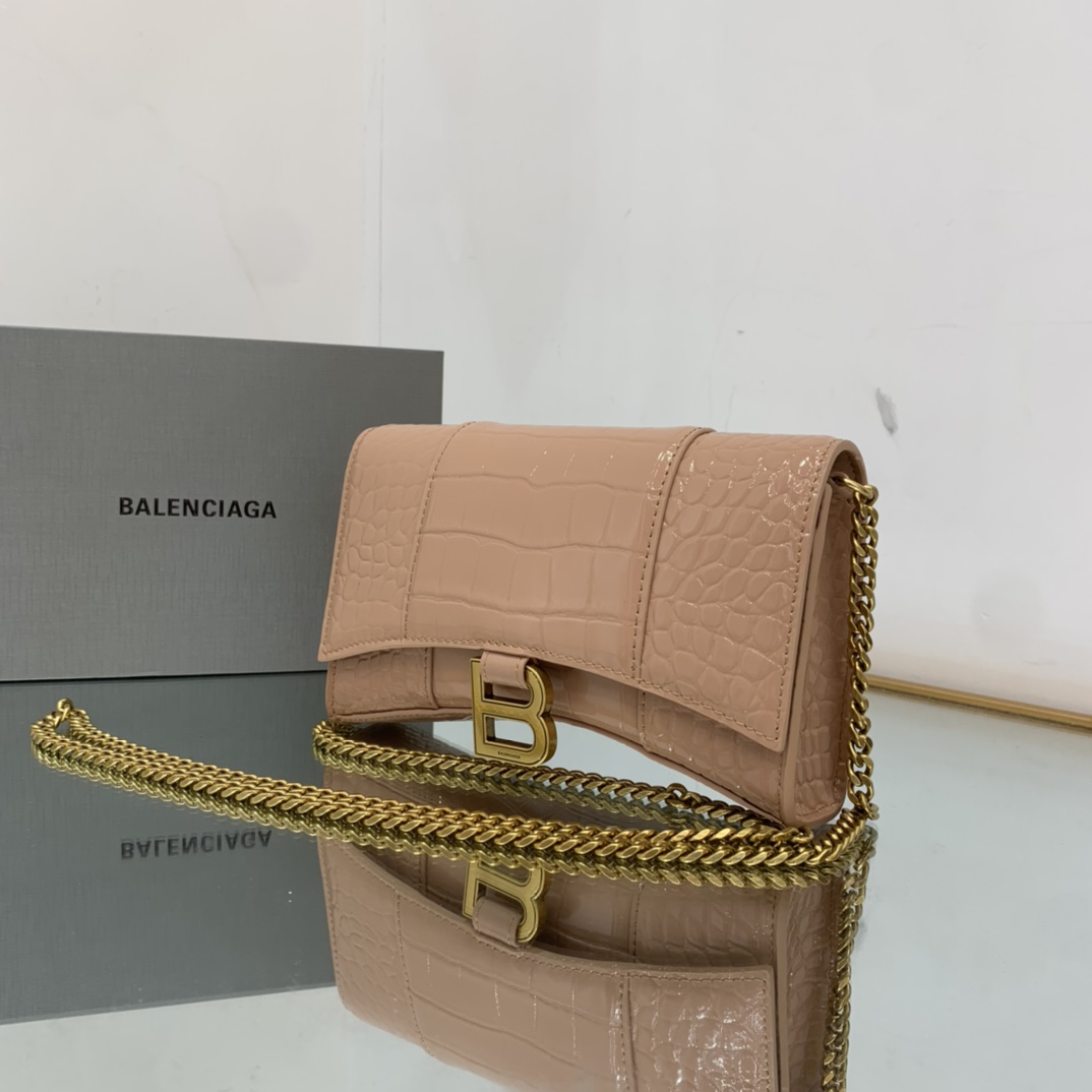 Ba1en*iaga Hourglass Wallet Black/Light Orange For Women 7.6in/19cm 6560501QJ4M1000