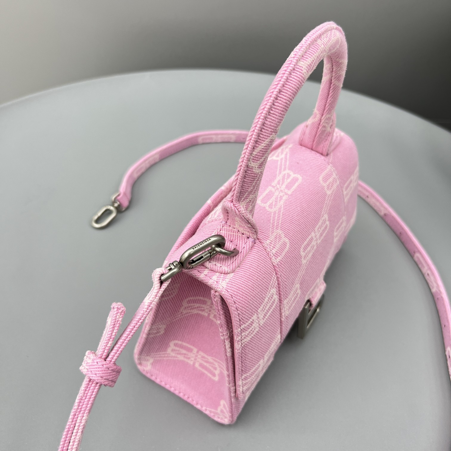 Ba1en*iaga Hourglass XS Handbag Pink/Blue For Women 7.4in/18.8cm