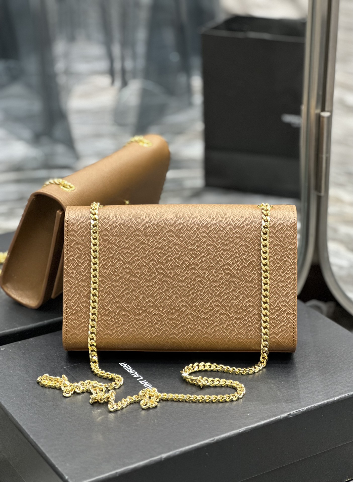 Sa1nt Lau*nt Kate Chain Bag Brown For Women 9.4in/24cm