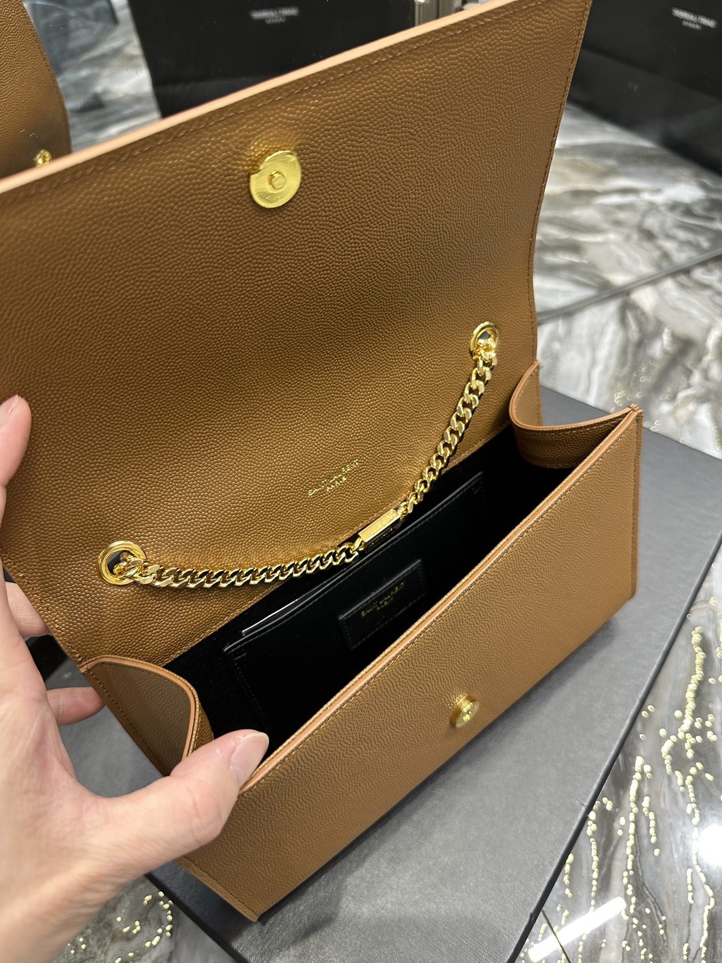 Sa1nt Lau*nt Kate Chain Bag Brown For Women 9.4in/24cm