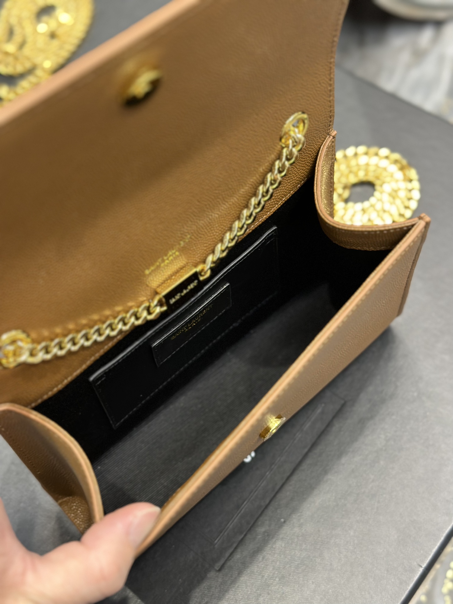 Sa1nt Lau*nt Kate Small Chain Bag Brown For Women 7.8in/20cm
