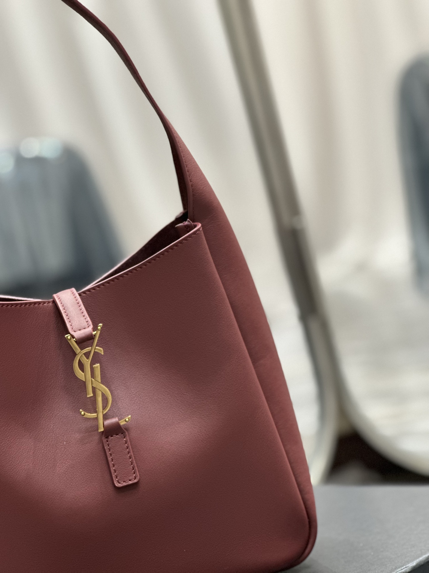 Sa1nt Lau*nt Le 5 A 7 Soft Small Black/Yellow/Burgundy For Women 9in/23cm 713938AAAUQ1000