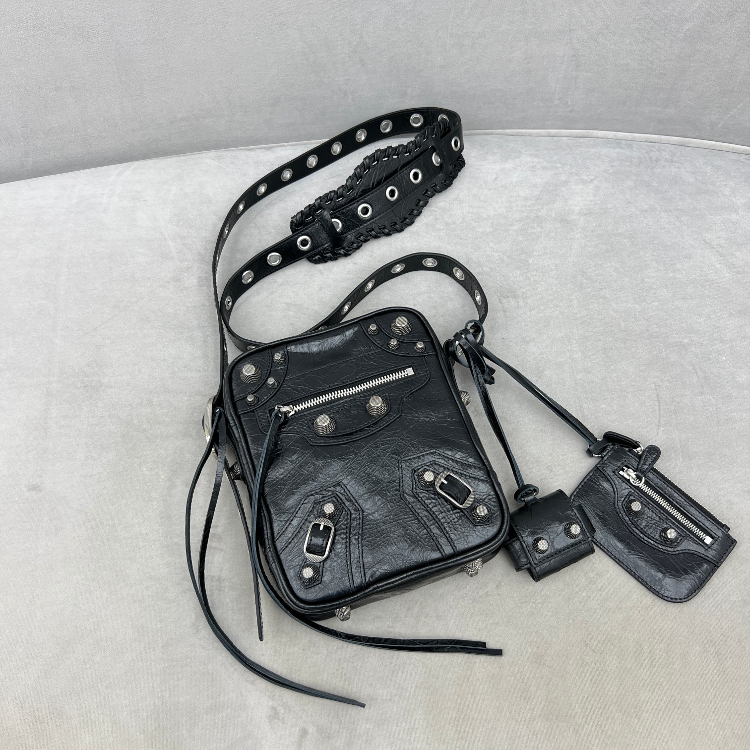 Ba1en*iaga Le Cagole Crossbody Bag Black/Grey For Women 7.8in/19.8cm