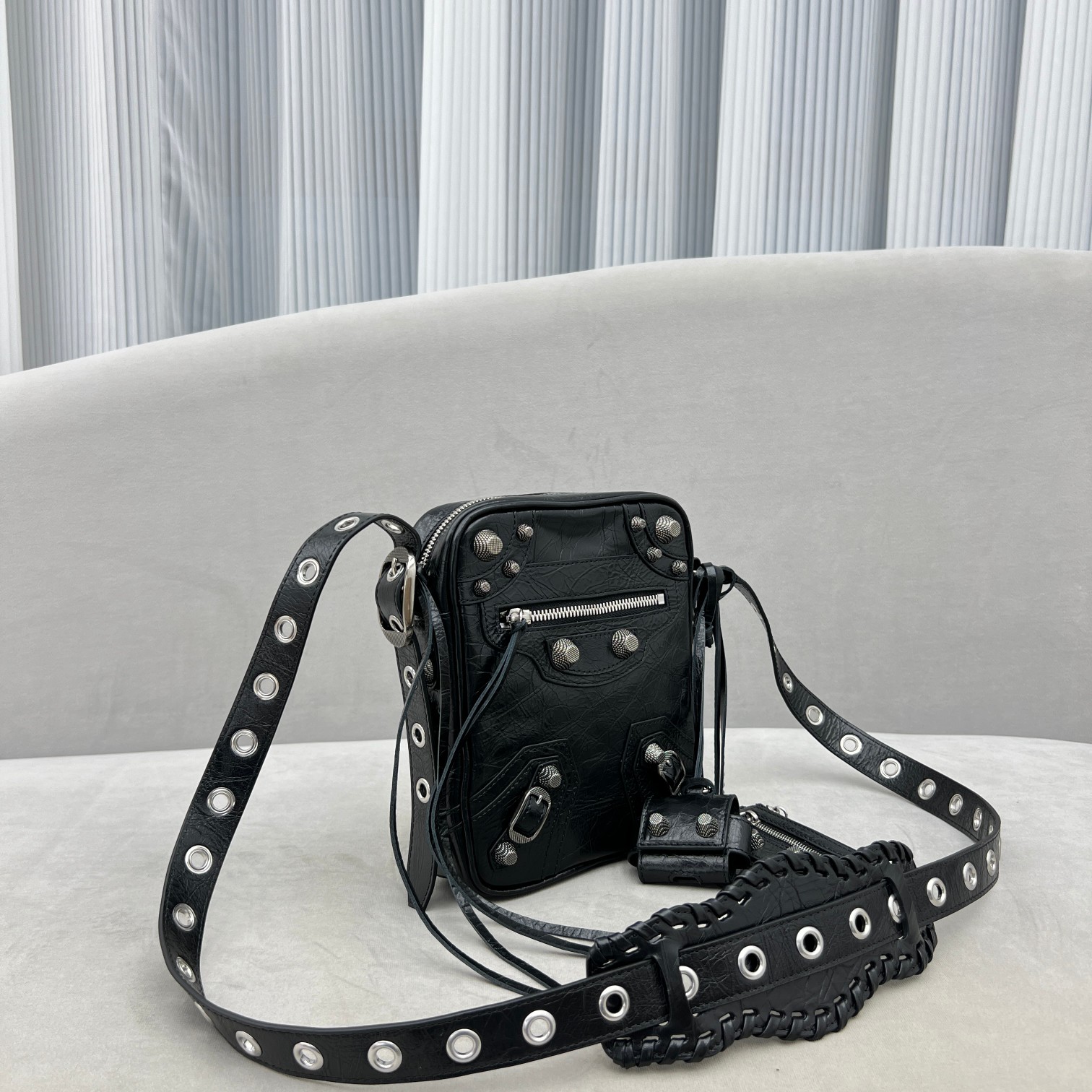 Ba1en*iaga Le Cagole Crossbody Bag Black/Grey For Women 7.8in/19.8cm