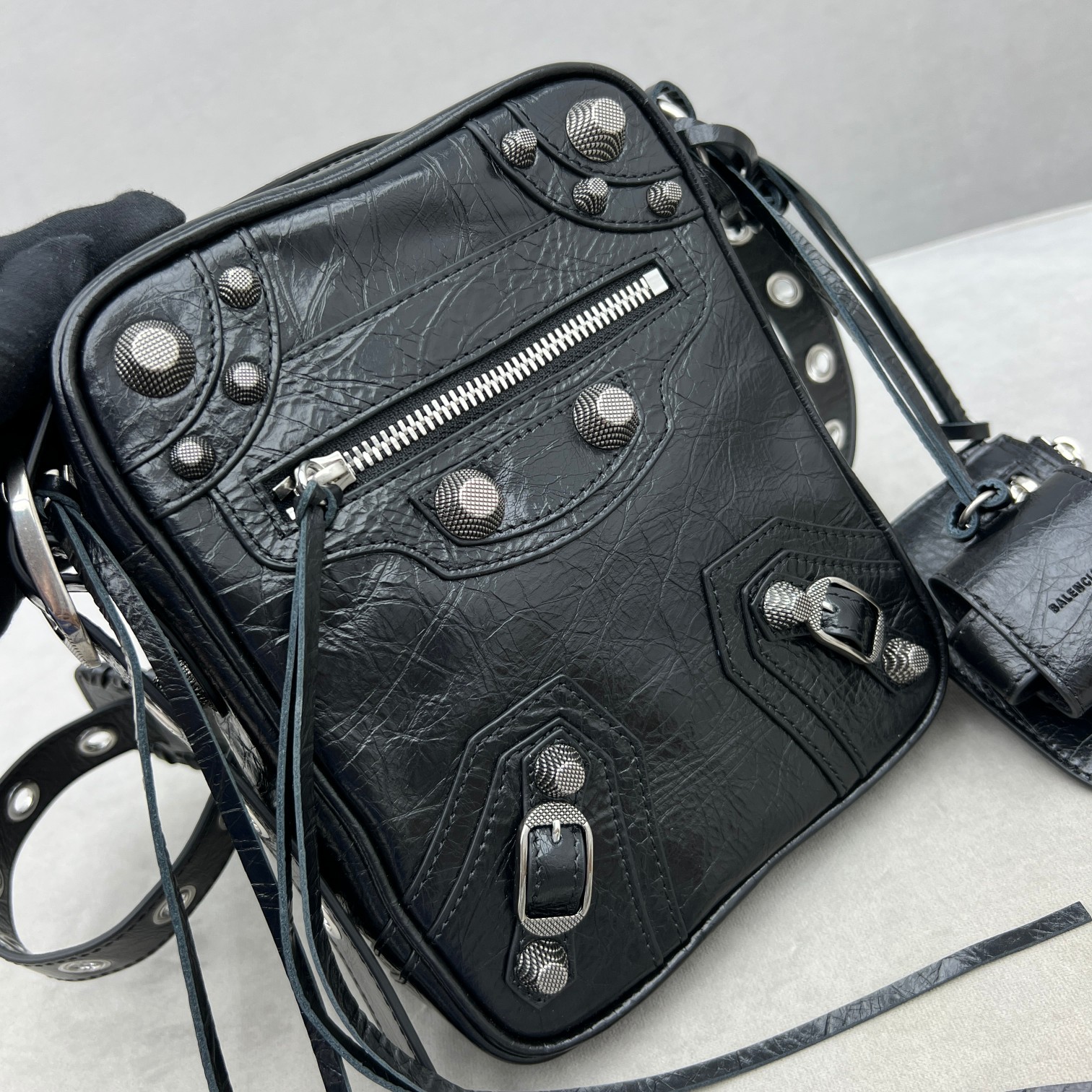 Ba1en*iaga Le Cagole Crossbody Bag Black/Grey For Women 7.8in/19.8cm