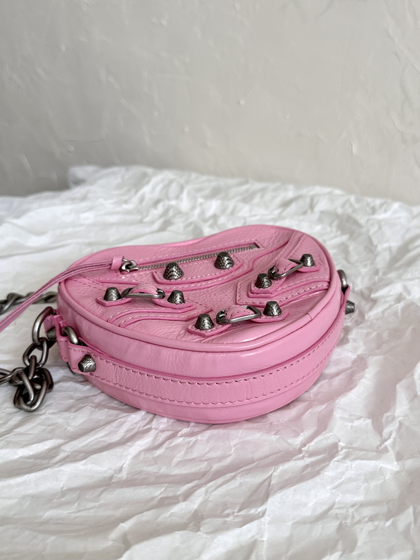 Ba1en*iaga Le Cagole Heart Mini Bag Black/Pink For Women 6.3in/16cm 7227811VG9Y1000
