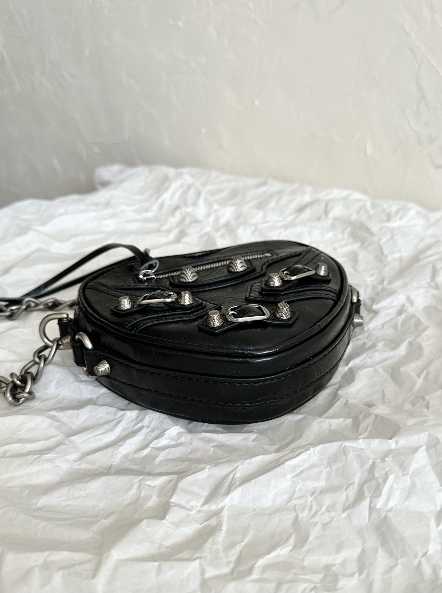 Ba1en*iaga Le Cagole Heart Mini Bag Black/Pink For Women 6.3in/16cm 7227811VG9Y1000