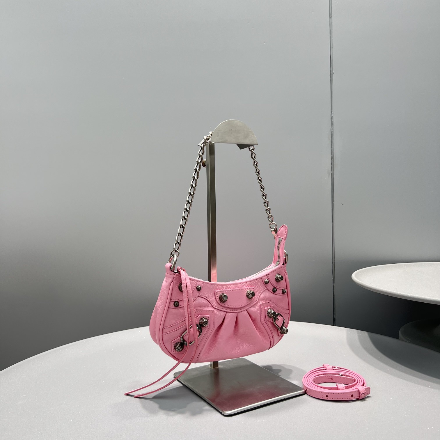 Ba1en*iaga Le Cagole Mini Bag Black/White/Pink For Women 8.2in/20.8cm 6958141VG9Y1000