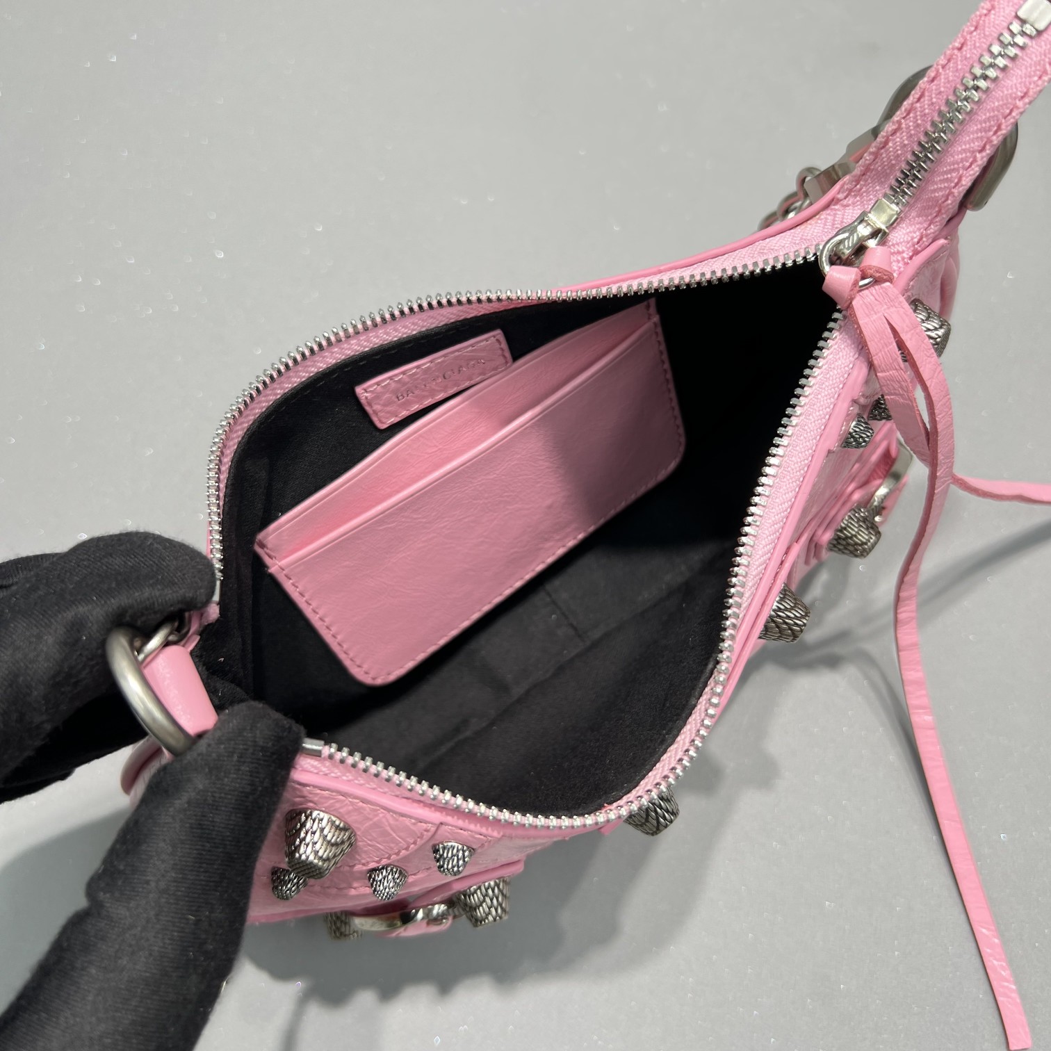 Ba1en*iaga Le Cagole Mini Bag Black/White/Pink For Women 8.2in/20.8cm 6958141VG9Y1000