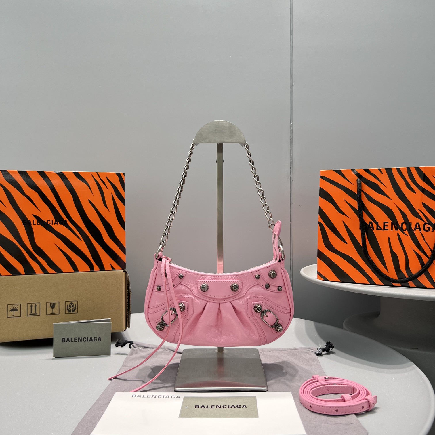 Ba1en*iaga Le Cagole Mini Bag Black/White/Pink For Women 8.2in/20.8cm 6958141VG9Y1000