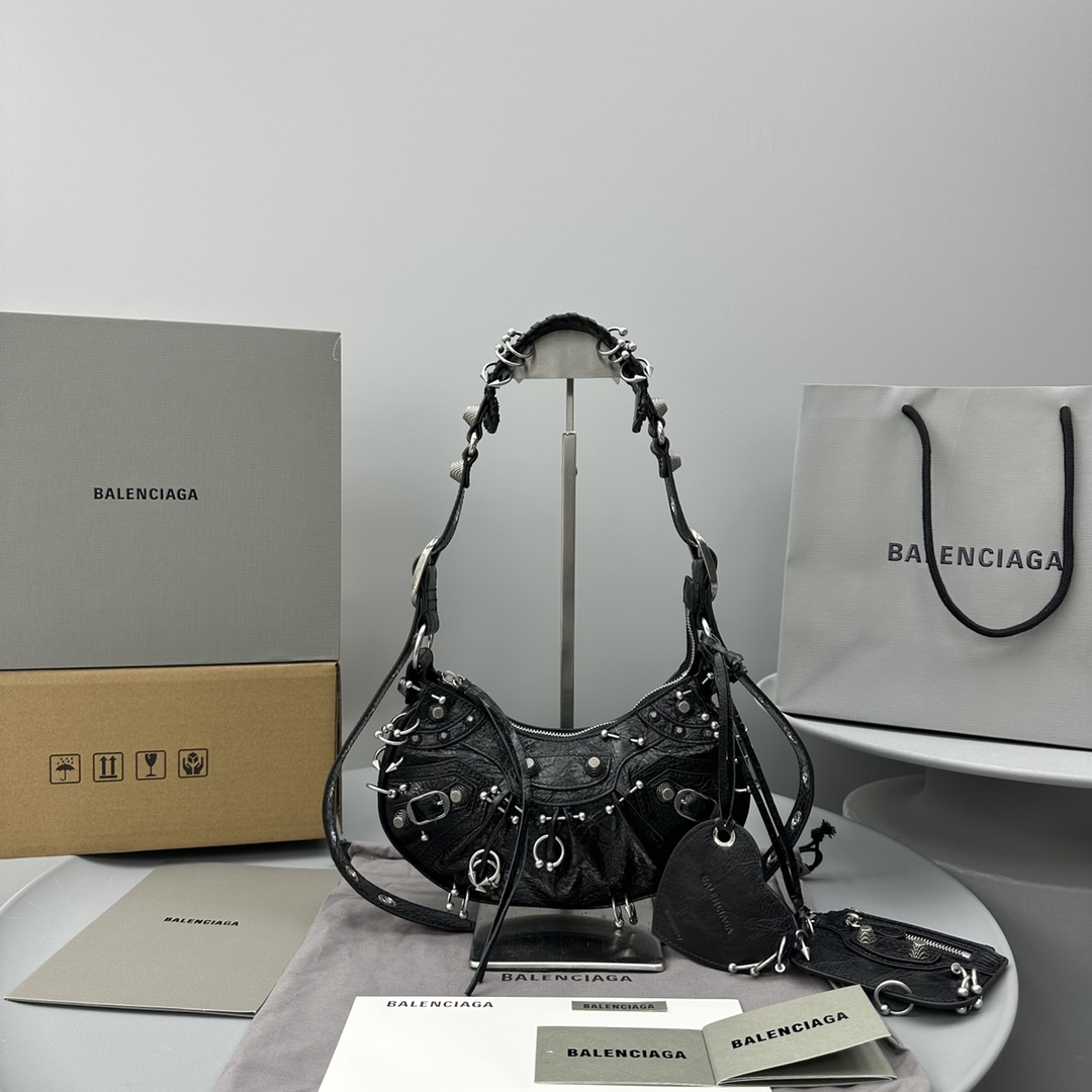 Ba1en*iaga Le Cagole XS Shoulder Bag Black/White For Women 10.2in/26cm 671309210G81000