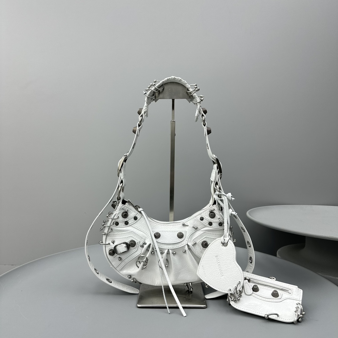 Ba1en*iaga Le Cagole XS Shoulder Bag Black/White For Women 10.2in/26cm 671309210G81000