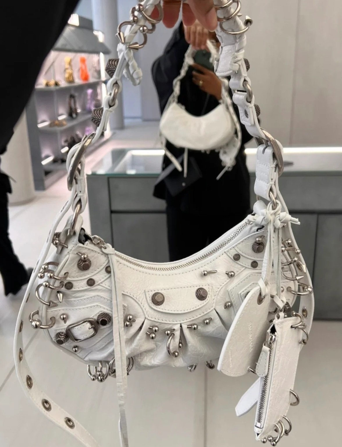 Ba1en*iaga Le Cagole XS Shoulder Bag Black/White For Women 10.2in/25.9cm 671309210G81000