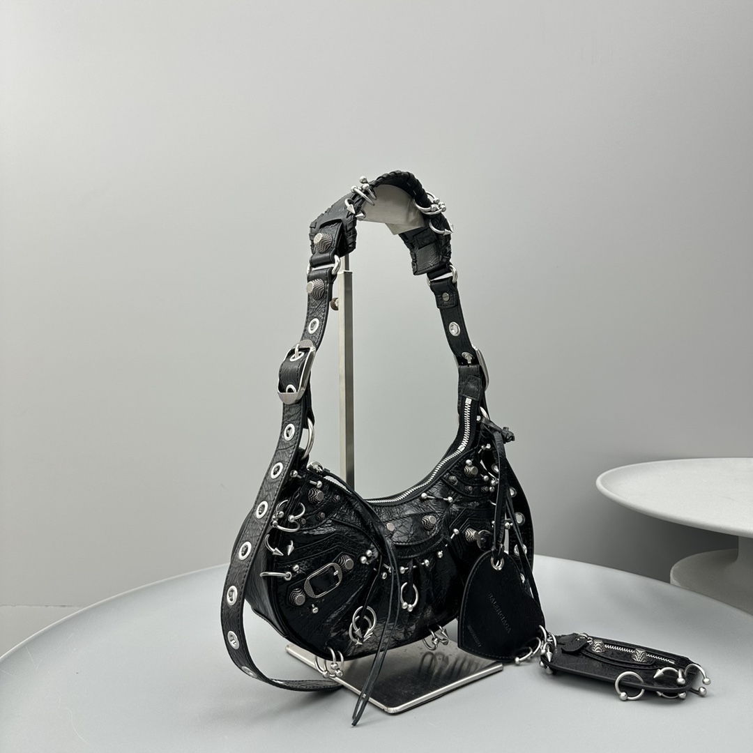 Ba1en*iaga Le Cagole XS Shoulder Bag Black/White For Women 10.2in/26cm 671309210G81000