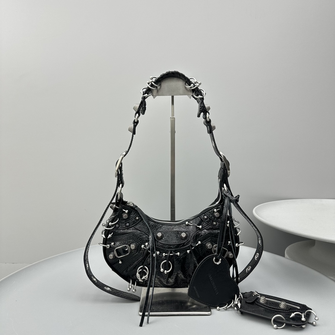 Ba1en*iaga Le Cagole XS Shoulder Bag Black/White For Women 10.2in/26cm 671309210G81000