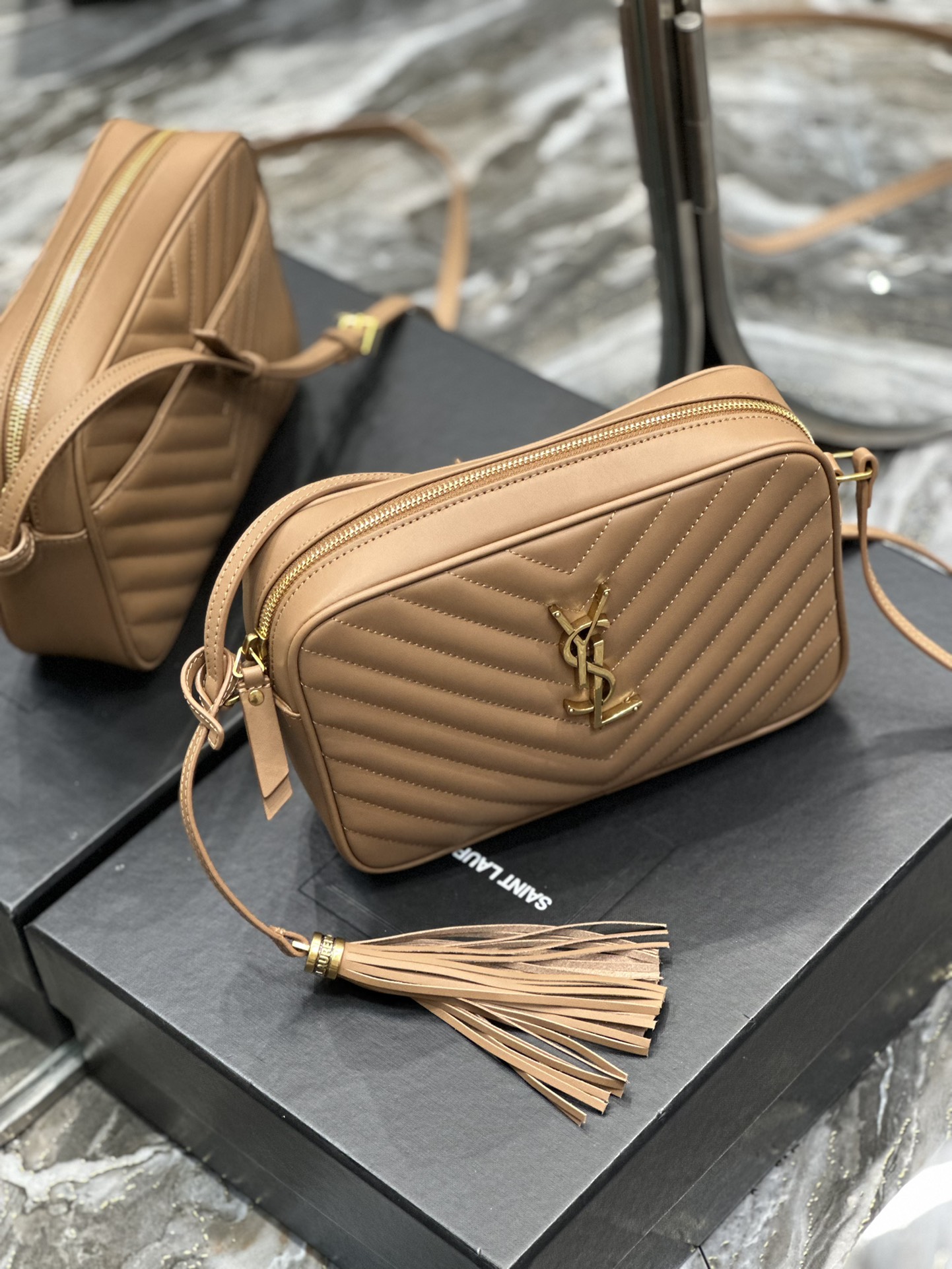 Sa1nt Lau*nt Lou Camera Bag Brown For Women 9in/23cm