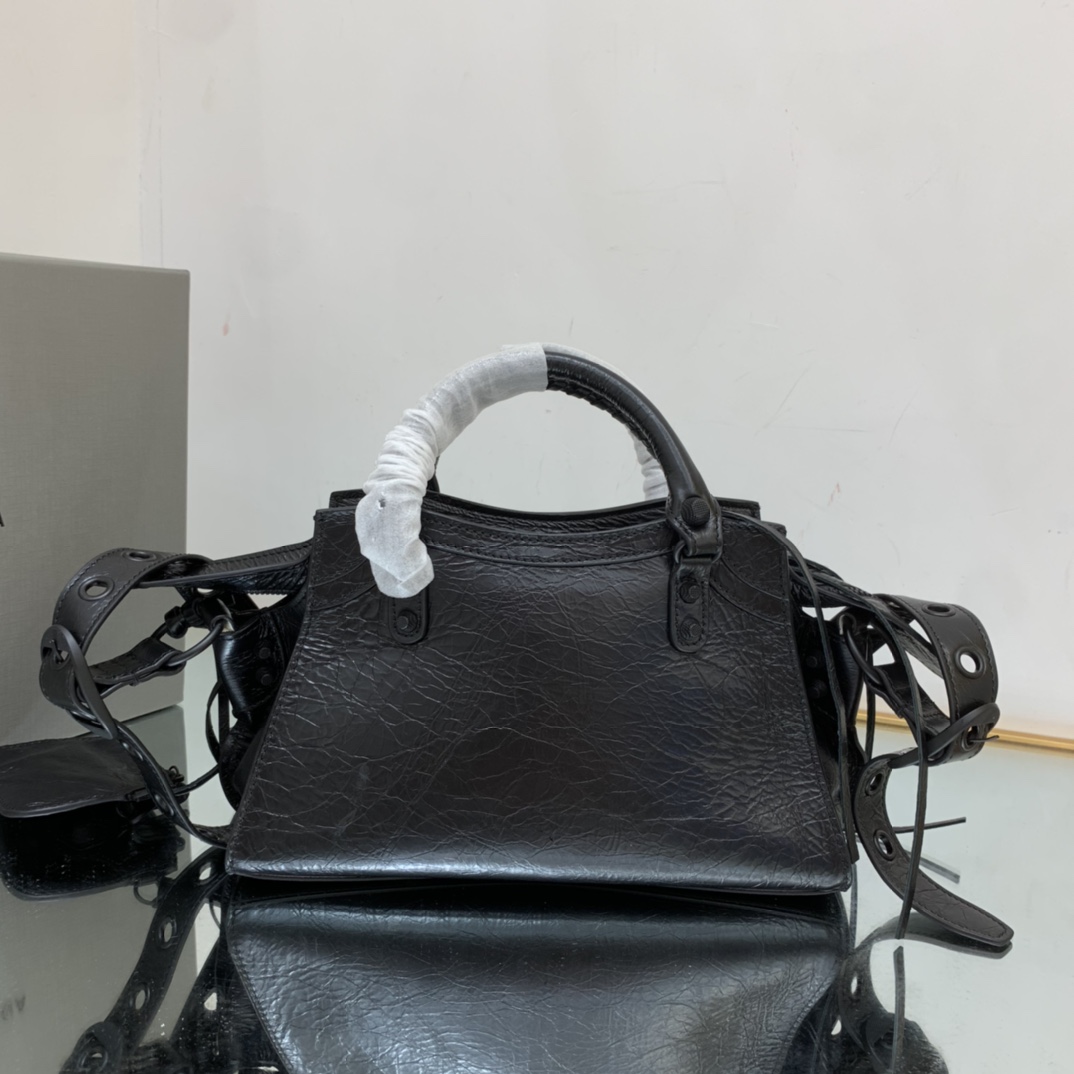 Ba1en*iaga Neo Cagole City Small Handbag Black/Silver For Women 13in/33cm