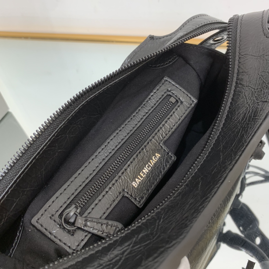 Ba1en*iaga Neo Cagole City Small Handbag Black/Silver For Women 13in/33cm