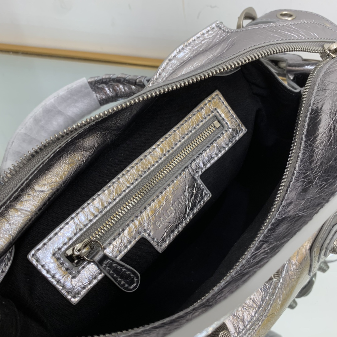 Ba1en*iaga Neo Cagole City Small Handbag Black/Silver For Women 13in/33cm