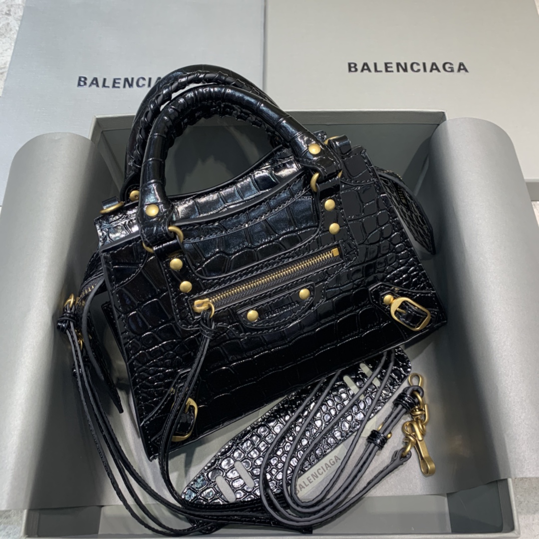 Ba1en*iaga Neo Classic Mini Handbag Black/Green For Women 8.6in/21.8cm