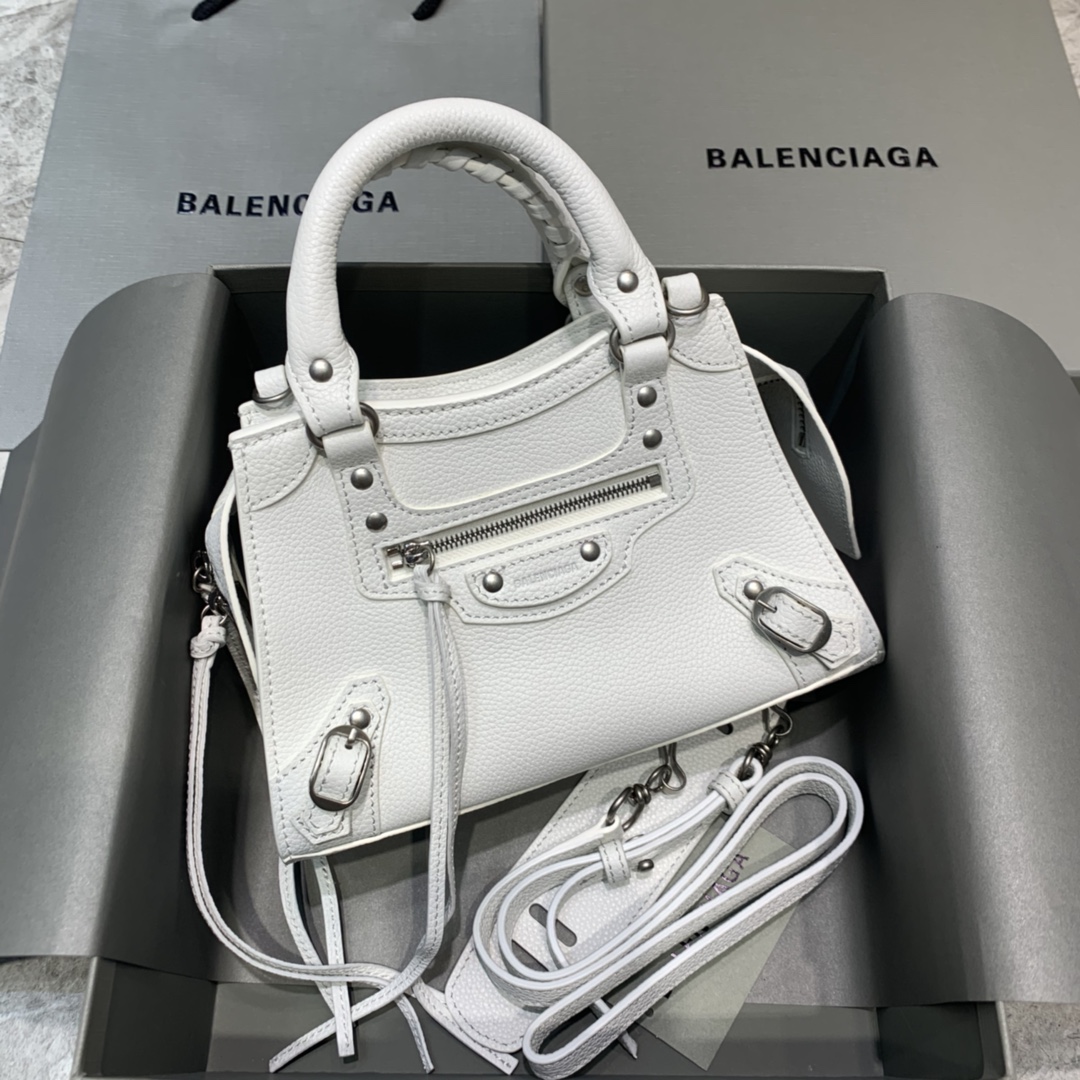 Ba1en*iaga Neo Classic Mini Handbag Black/White For Women‎ 8.6in/21.8cm