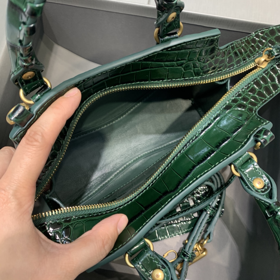 Ba1en*iaga Neo Classic Mini Handbag Black/Green For Women 8.6in/21.8cm