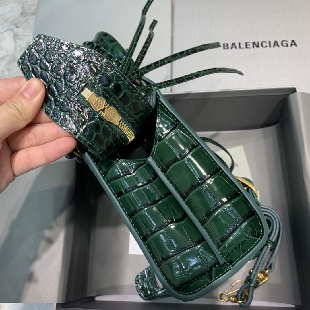 Ba1en*iaga Neo Classic Mini Handbag Black/Green For Women 8.6in/21.8cm