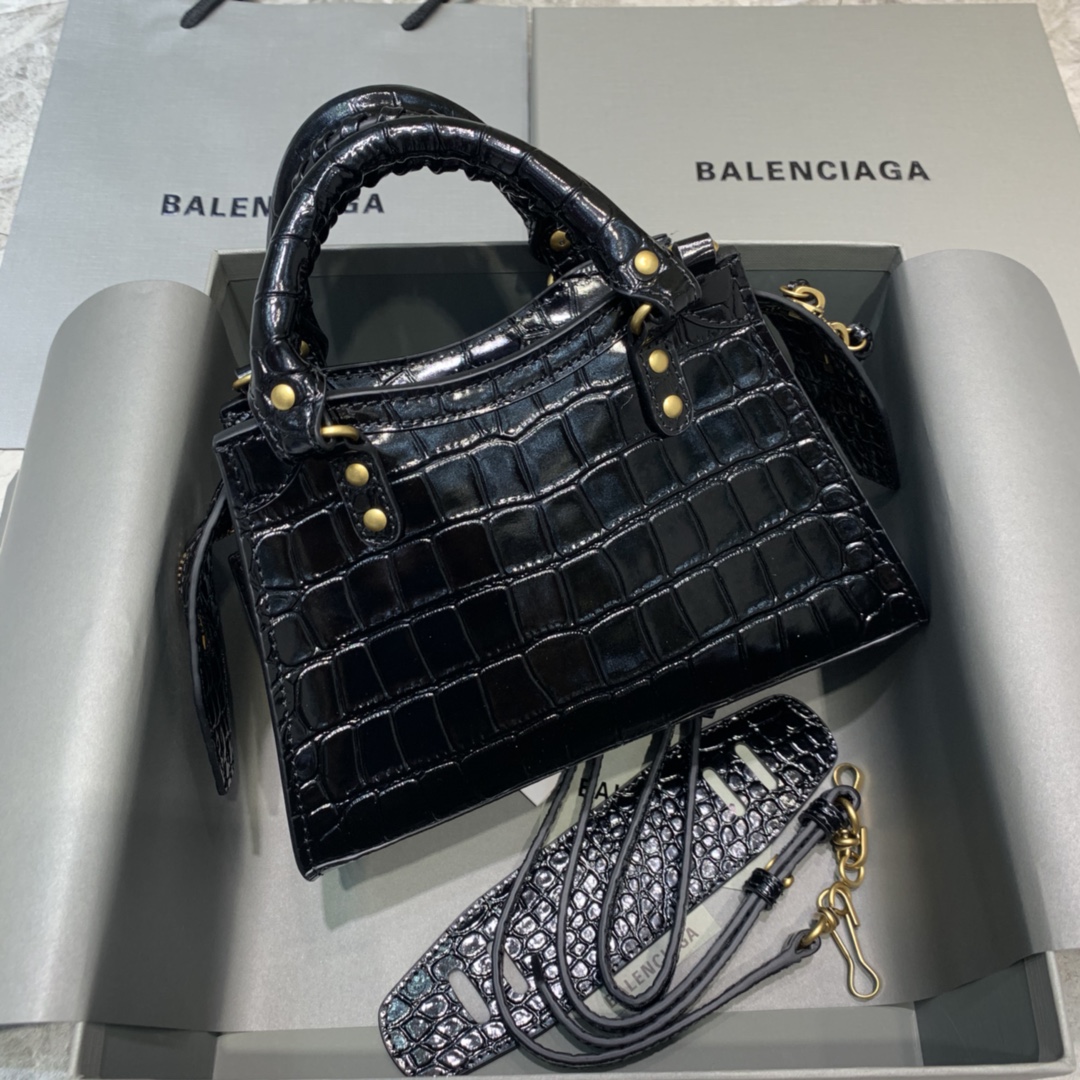 Ba1en*iaga Neo Classic Mini Handbag Black/Green For Women 8.6in/21.8cm