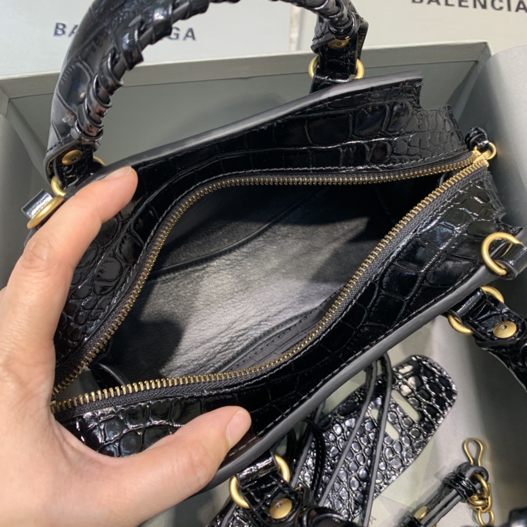 Ba1en*iaga Neo Classic Mini Handbag Black/Green For Women 8.6in/21.8cm