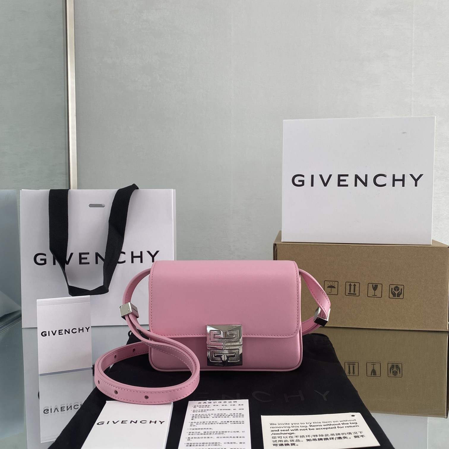 Givenchy Small 4G Bag Black/White/Pink For Women 6.5in/16.5cm