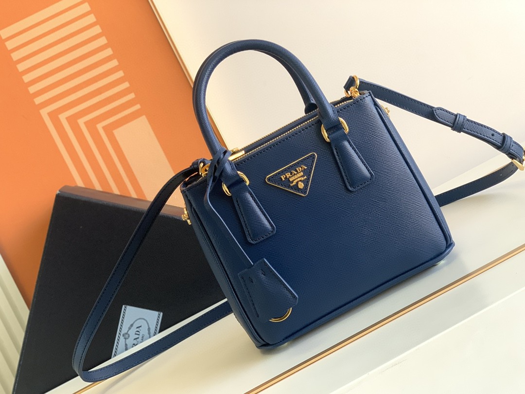 Pra*a Galleria Saffiano Mini Bag White/Beige/Blue/Dark Blue For Women 7.8 in / 20 cm 1BA906_NZV_F0009_V_EOM