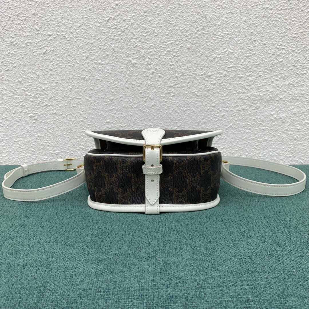 Ce1i*e Medium Folco Bag In Triomphe Canvas With Ce1i*e Print Black And White For Women 7in/18.5cm