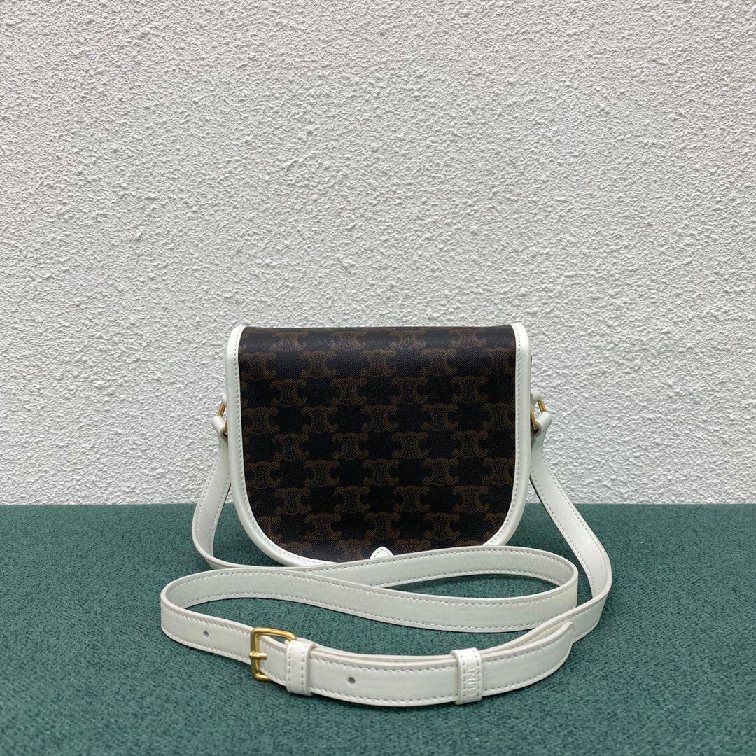 Ce1i*e Medium Folco Bag In Triomphe Canvas With Ce1i*e Print Black And White For Women 7in/18.5cm