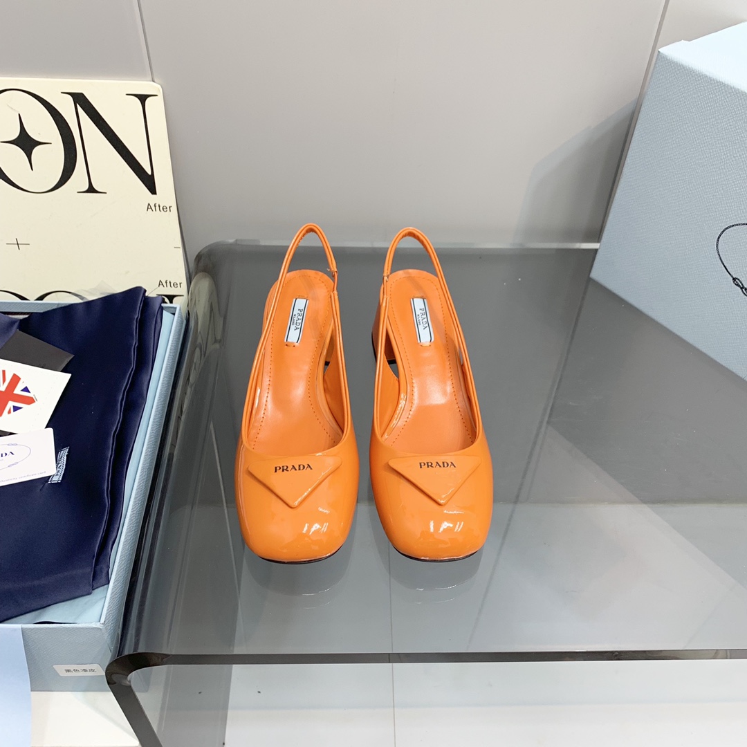 Pra*a Patent Slingback Pumps Orange For Women 2.1 in/ 5.5 cm