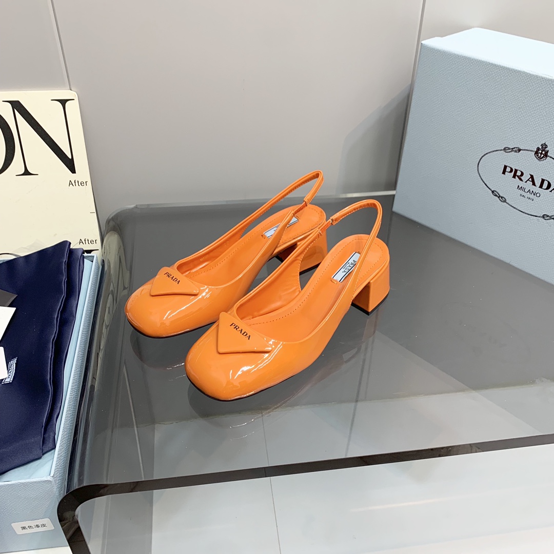 Pra*a Patent Slingback Pumps Orange For Women 2.1 in/ 5.5 cm
