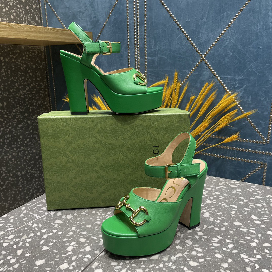 Gvc*1 Platform Sandal With Horsebit Green For Women 