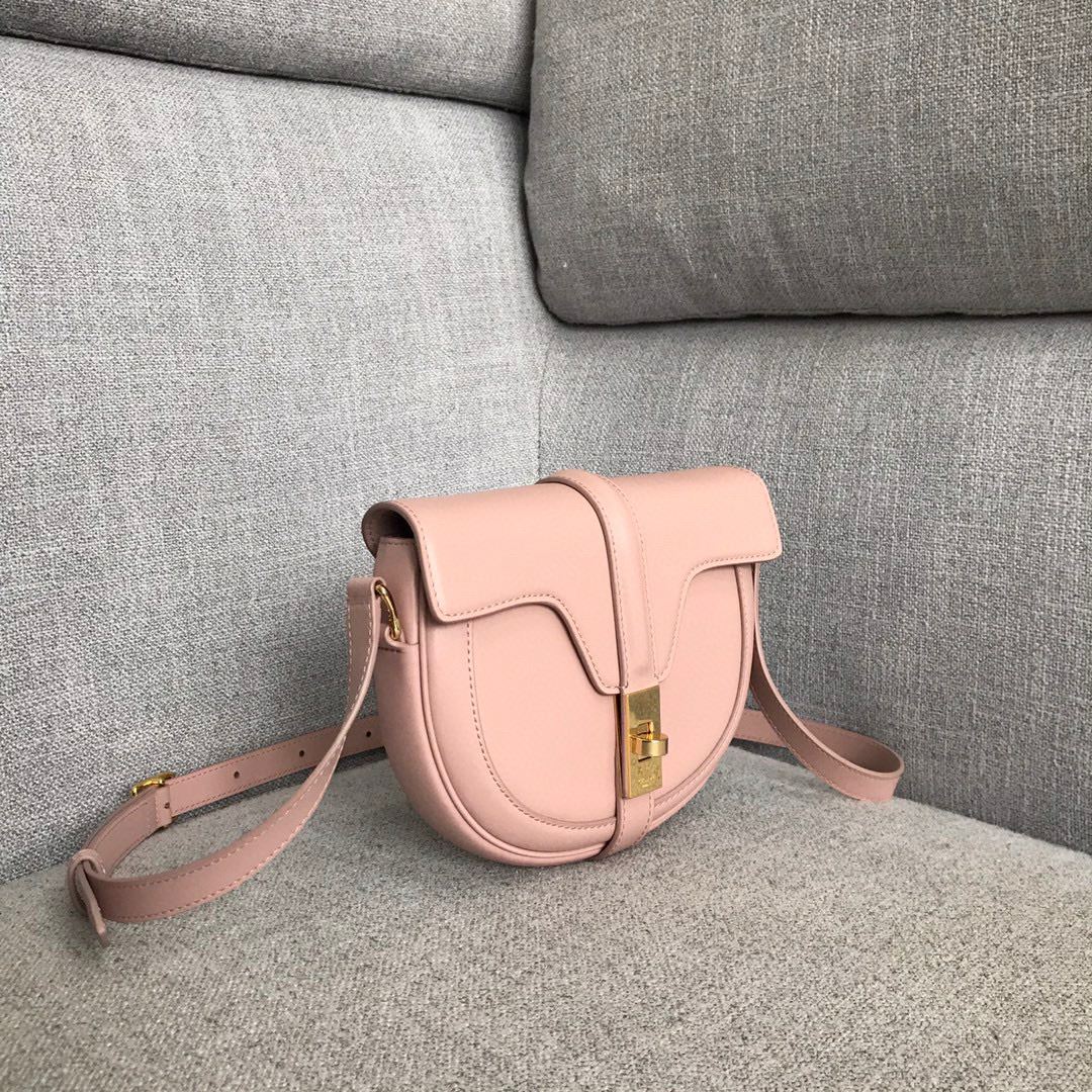 Ce1i*e Small Besace 16 Bag In Satinated Black/White/Light Pink For Women 7in/19cm 188013BEY.38NO