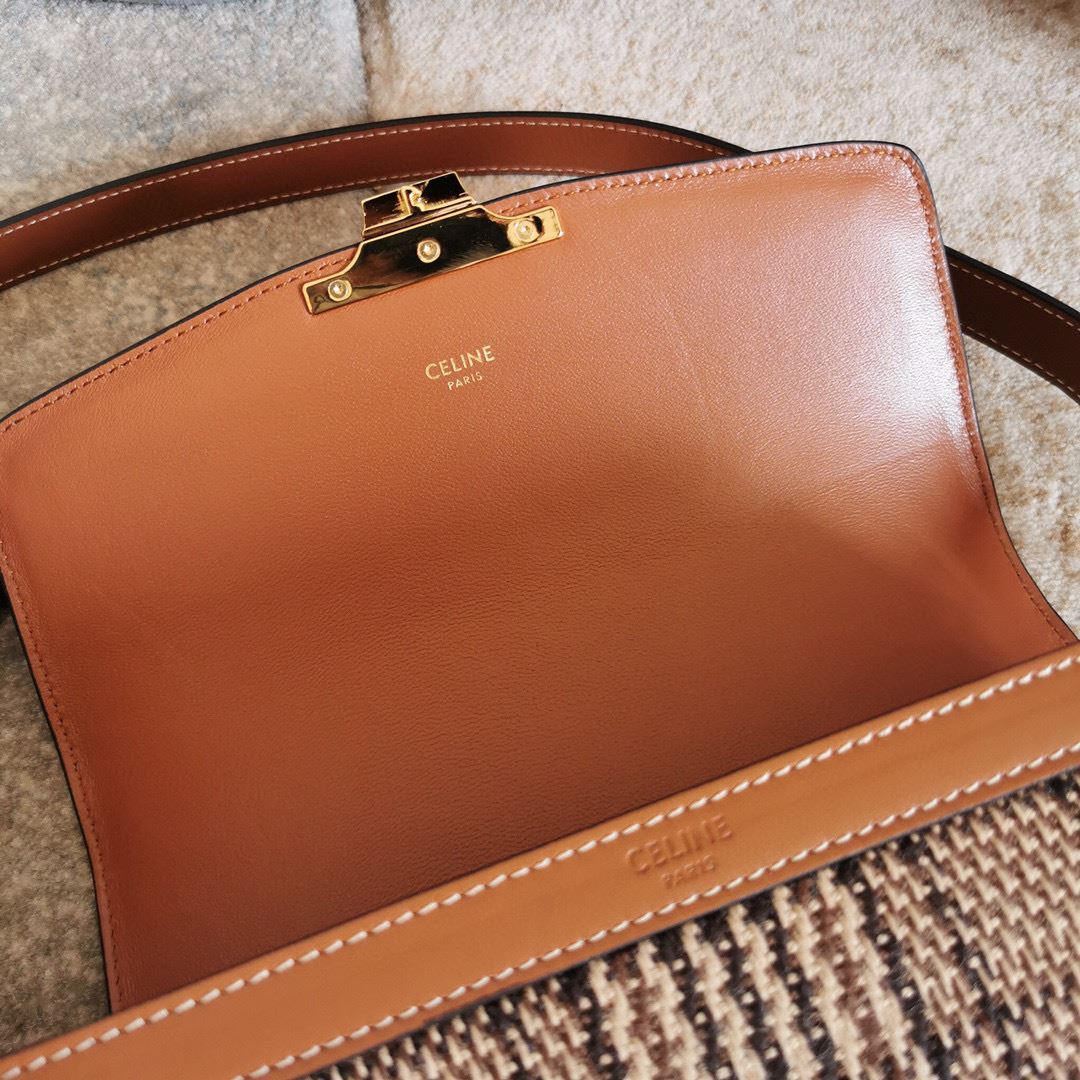 Ce1i*e Teen Triomphe Check Bag Brown For Women 7in/18.5cm