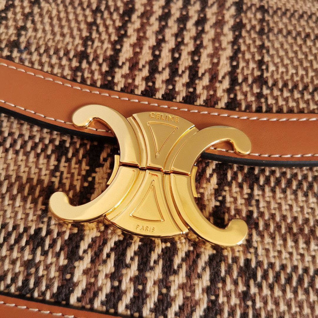Ce1i*e Teen Triomphe Check Bag Brown For Women 7in/18.5cm