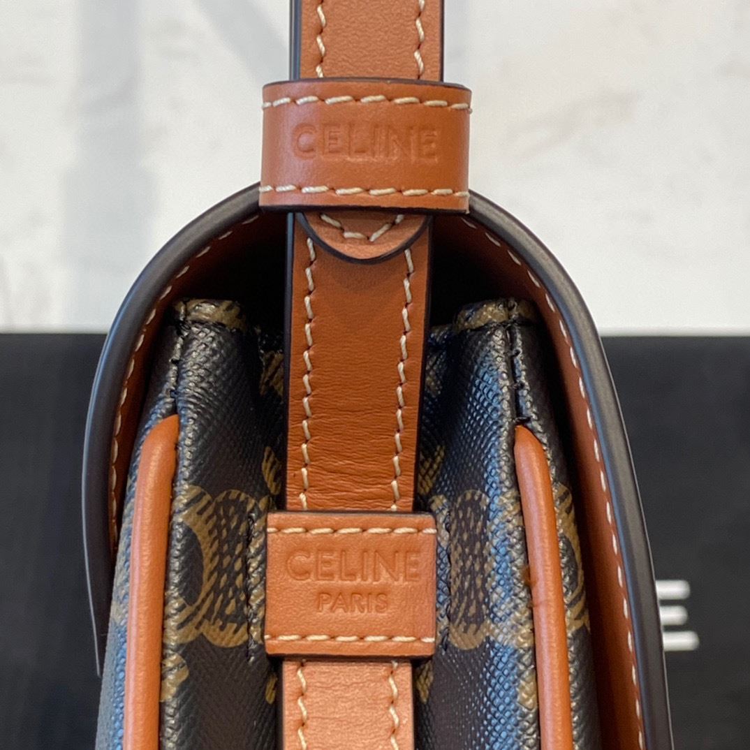 Ce1i*e Triomphe Saddle Bag In Canvas Brown For Women 8.3in/21cm