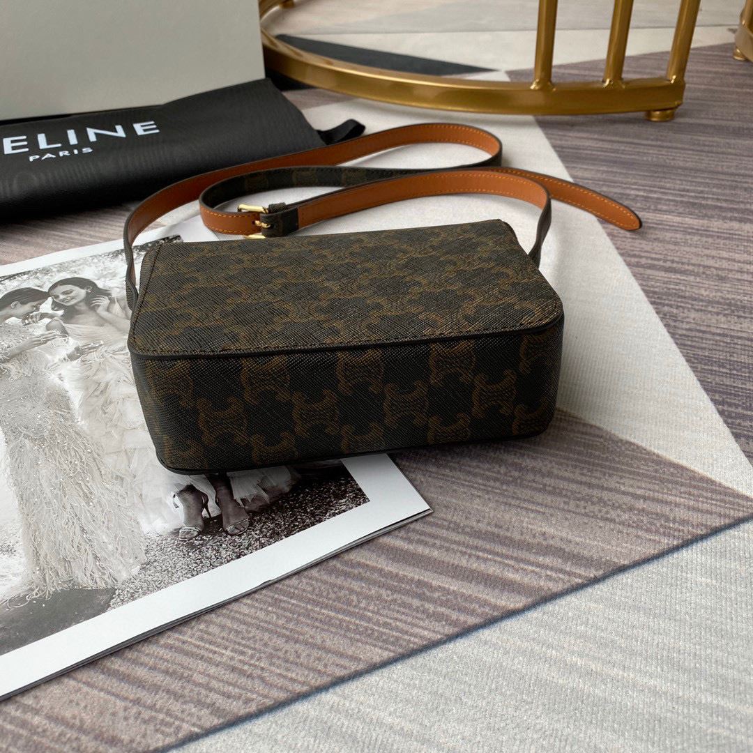 Ce1i*e Triomphe Shoulder Bag Brown/Black For Women 7in/18.5cm