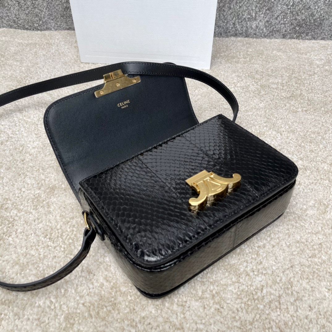 Ce1i*e Triomphe Shoulder Bag Brown/Black For Women 7in/18.5cm