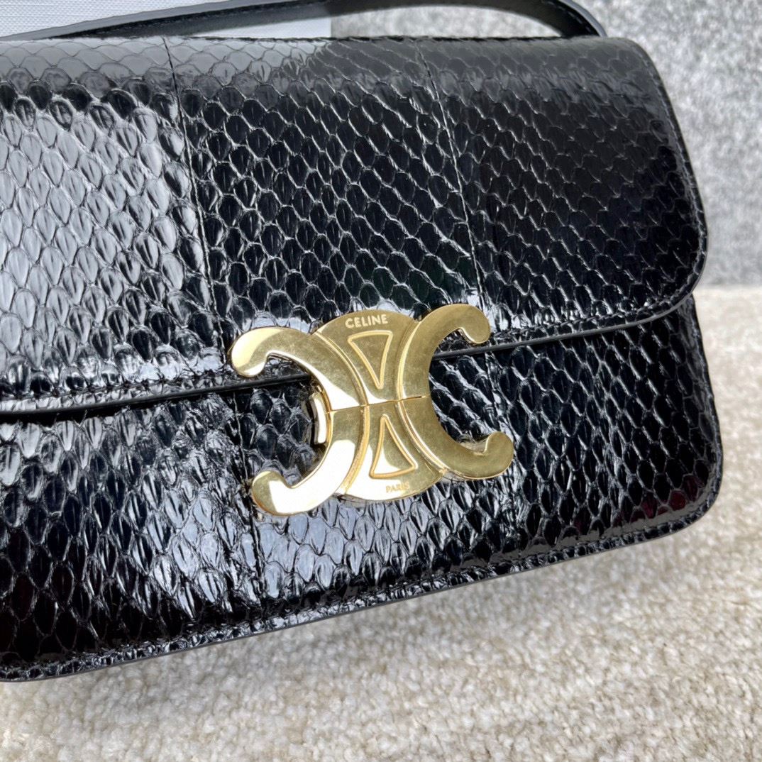 Ce1i*e Triomphe Shoulder Bag Brown/Black For Women 7in/18.5cm