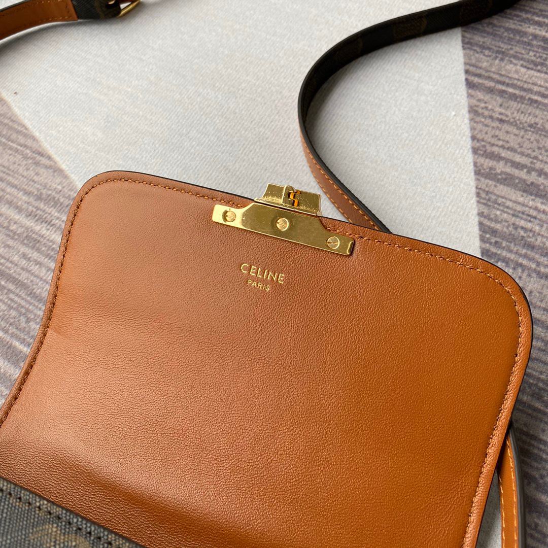 Ce1i*e Triomphe Shoulder Bag Brown/Black For Women 7in/18.5cm