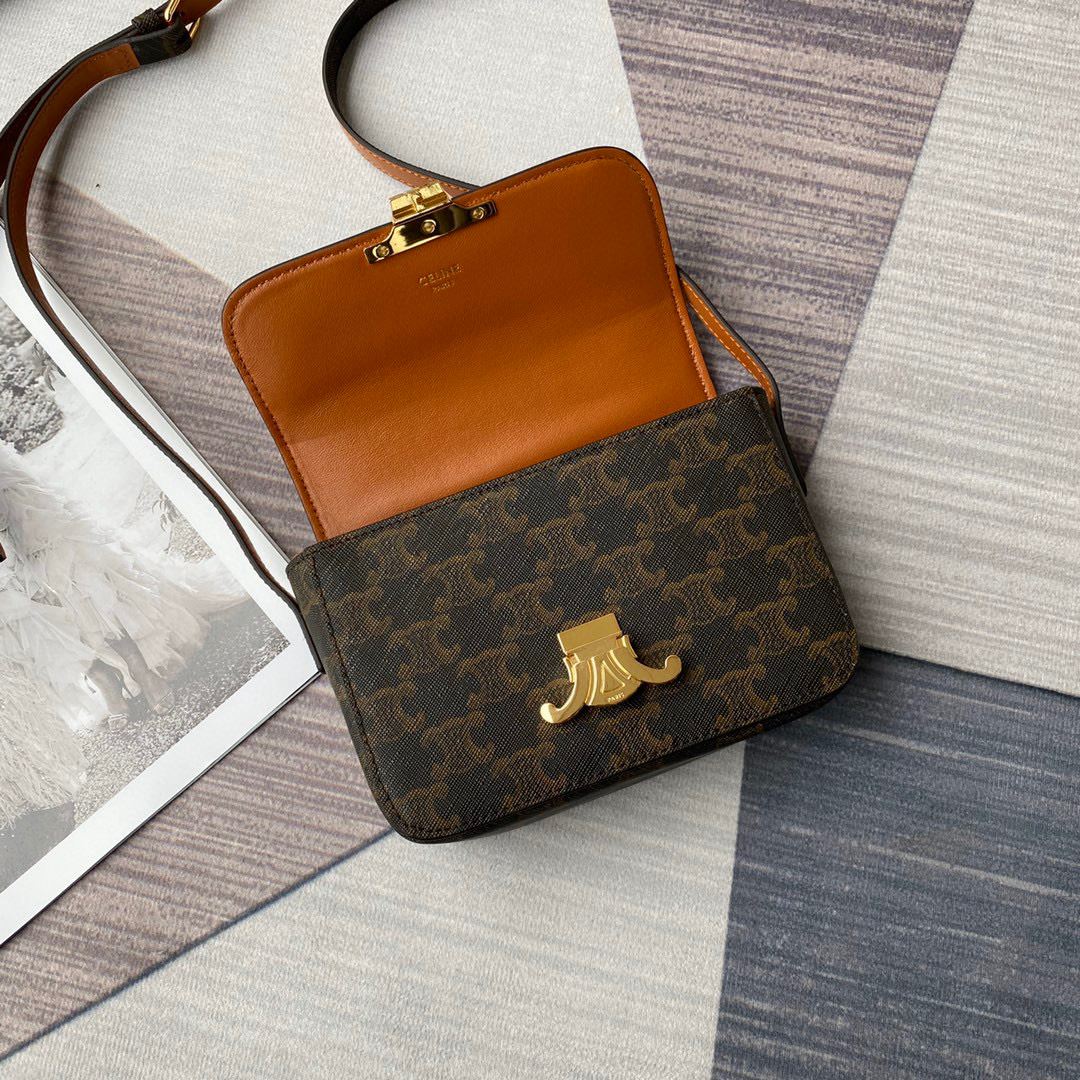 Ce1i*e Triomphe Shoulder Bag Brown/Black For Women 7in/18.5cm